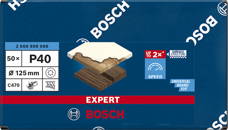 EXPERT C470 Sandpaper with 8 holes for Random Orbital Sanders 125 mm, G 40 50-pc EXPERT C470 Sandpaper with 8 holes for Random Orbital Sanders 125 mm, G 40 50-pc