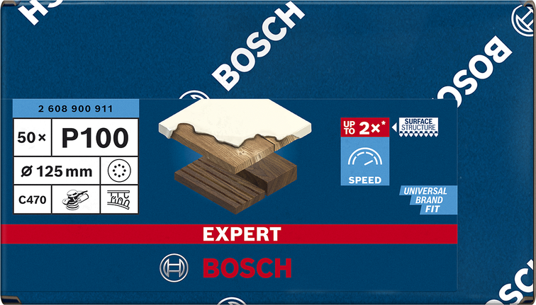 EXPERT C470 Sandpaper with 8 holes for Random Orbital Sanders 125 mm, G 100 50-pc EXPERT C470 Sandpaper with 8 holes for Random Orbital Sanders 125 mm, G 100 50-pc