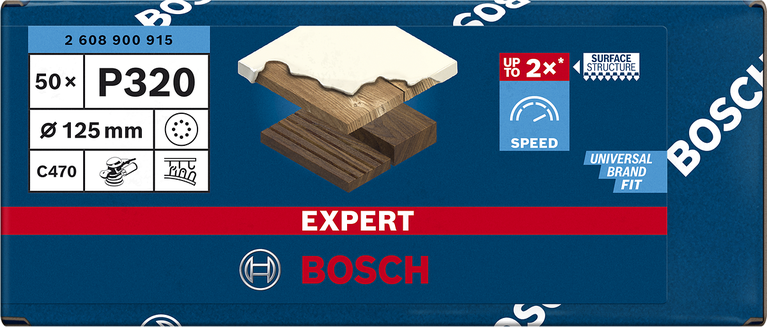 EXPERT C470 Sandpaper with 8 holes for Random Orbital Sanders 125 mm, G 320 50-pc EXPERT C470 Sandpaper with 8 holes for Random Orbital Sanders 125 mm, G 320 50-pc