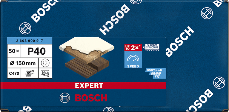 EXPERT C470 Sandpaper with 6 holes for Random Orbital Sanders 150 mm, G 40 50-pc EXPERT C470 Sandpaper with 6 holes for Random Orbital Sanders 150 mm, G 40 50-pc