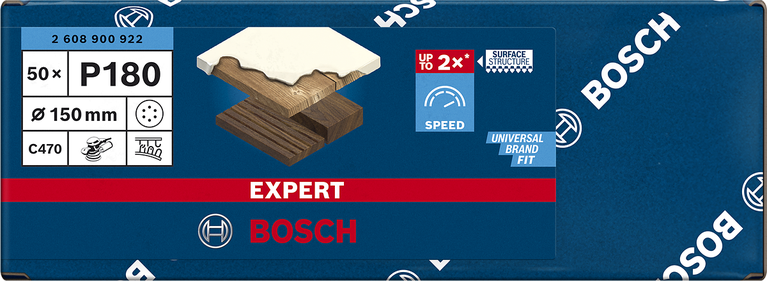 EXPERT C470 Sandpaper with 6 holes for Random Orbital Sanders 150 mm, G 180 50-pc EXPERT C470 Sandpaper with 6 holes for Random Orbital Sanders 150 mm, G 180 50-pc