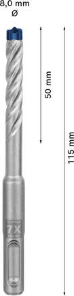 EXPERT SDS plus-7X Hammer Drill Bit 8 x 50 x 115 mm EXPERT SDS plus-7X Hammer Drill Bit 8 x 50 x 115 mm