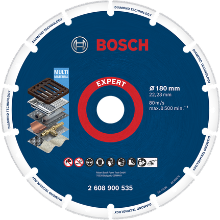 EXPERT Diamond Metal Wheel Cutting Disc 180 x 22.23 mm Bosch Expert diamond cutting disc for multi material.