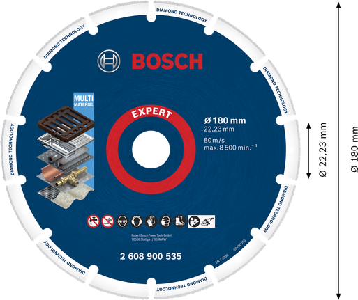 EXPERT Diamond Metal Wheel Cutting Disc 180 x 22.23 mm Bosch Expert multi material diamond cutting disc 180mm.