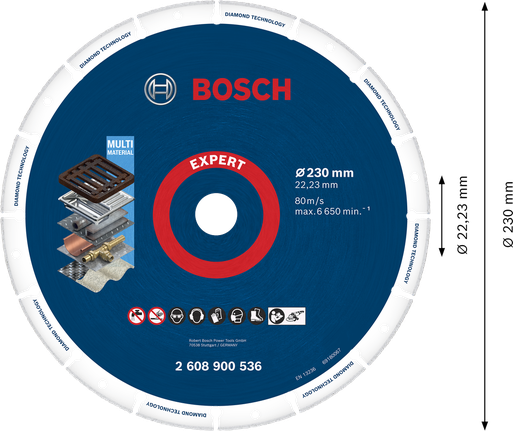 EXPERT Diamond Metal Wheel Large Size Cutting Disc 230 x 22.23 mm Bosch Expert multi material diamond cutting disc 230mm.