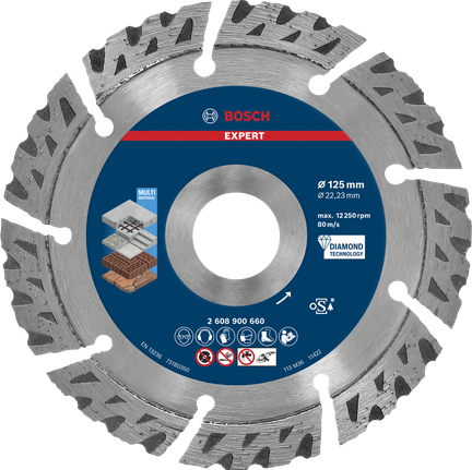 EXPERT MultiMaterial Diamond Cutting Disc 125 x 22.23 x 2.2 x 12 mm Bosch EXPERT MultiMaterial diamond cutting disc 125mm.