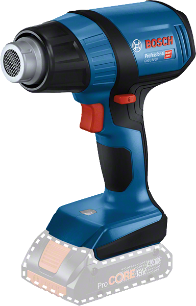 Bosch GHG 18V-50 cordless heat gun with LED indicator.