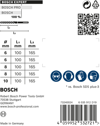 EXPERT SDS plus-7X Hammer Drill Bit Set 6/6/8/8/10 mm 5-pc Bosch EXPERT SDS plus-7X hammer drill bit set 6/6/8/8/10 mm.
