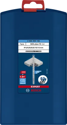 Bosch SDS plus-7X 7-piece hammer drill bit set 5/6/6/8/8/10/12 mm.