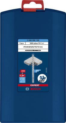 Object #200347899: 2608900195_bo_pro_p_f_1 Bosch SDS plus-7X 7-piece hammer drill bit set 5/6/6/8/8/10/12 mm.