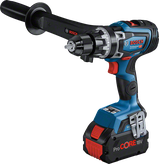 Bosch GSB 18V-150 C cordless combi drill with side handle.