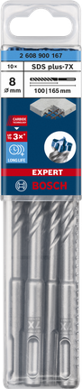 EXPERT SDS plus-7X Hammer Drill Bit 8 x 100 x 165 mm, 10-pc EXPERT SDS plus-7X Hammer Drill Bit 8 x 100 x 165 mm, 10-pc