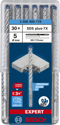 EXPERT SDS plus-7X Hammer Drill Bit 5 x 50 x 115 mm, 30-pc EXPERT SDS plus-7X Hammer Drill Bit 5 x 50 x 115 mm, 30-pc