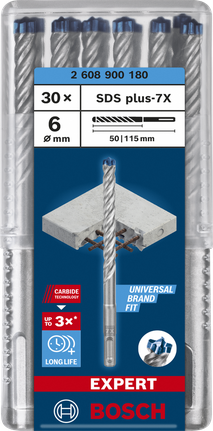 EXPERT SDS plus-7X Hammer Drill Bit 6 x 50 x 115 mm, 30-pc EXPERT SDS plus-7X Hammer Drill Bit 6 x 50 x 115 mm, 30-pc