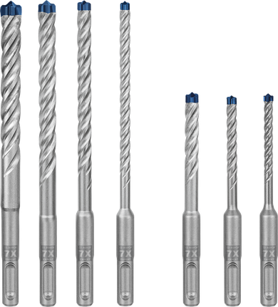 EXPERT SDS plus-7X Hammer Drill Bit Set 5/6/6/8/8/10/12 mm 7-pc Bosch EXPERT SDS plus-7X hammer drill bit set 7 pieces.