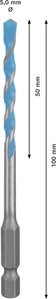 EXPERT HEX-9 MultiConstruction Drill Bit 5 x 50 x 100 mm Bosch EXPERT HEX-9 MultiConstruction drill bit 5x50x100 mm.