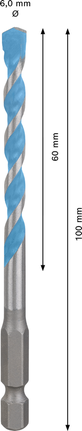 EXPERT HEX-9 MultiConstruction Drill Bit 6 x 60 x 100 mm Bosch EXPERT HEX-9 MultiConstruction drill bit 6x100 mm.