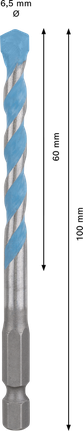 EXPERT HEX-9 MultiConstruction Drill Bit 6.5 x 60 x 100 mm Bosch EXPERT HEX-9 MultiConstruction Drill Bit 6.5mm.
