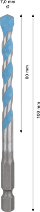EXPERT HEX-9 Multi Construction Drill Bit 7 x 60 x 100 mm Bosch EXPERT HEX-9 Multi Construction Drill Bit 7 x 100 mm.