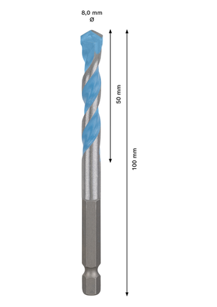 EXPERT HEX-9 MultiConstruction Drill Bit 8 x 50 x 100 mm Bosch EXPERT HEX-9 MultiConstruction drill bit 8mm.