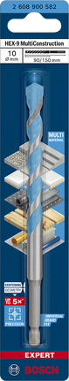 EXPERT HEX-9 MultiConstruction Drill Bit 10 x 90 x 150 mm Bosch HEX-9 MultiConstruction drill bit 10×150 mm.