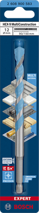 EXPERT HEX-9 MultiConstruction Drill Bit 12 x 90 x 150 mm Bosch EXPERT HEX-9 12×90×150 mm drill bit.