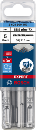 EXPERT SDS plus-7X Hammer Drill Bit 5 x 50 x 115 mm, 10-pc EXPERT SDS plus-7X Hammer Drill Bit 5 x 50 x 115 mm, 10-pc