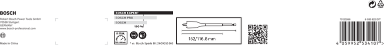 EXPERT Self Cut Speed Spade Drill Bit Set 10/12/13/14/16/18/20/22/24/25/28/30/32 mm 13-pc Bosch EXPERT Self Cut Speed Spade Drill Bit Set 13-pc.