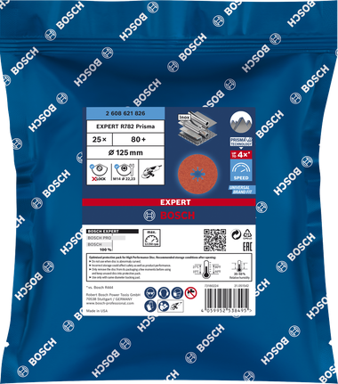 Bosch EXPERT R782 Prisma Ceramic X-LOCK Fibre Disc 125 mm G 80.