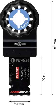 EXPERT MetalMax AIZ 20 AIT Multitool Blade 40 x 20 mm Bosch EXPERT MetalMax multitool blade for metal cutting.