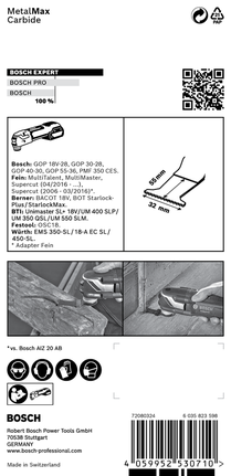 EXPERT MetalMax PAIZ 32 AIT Multitool Blade 50 x 32 mm Bosch EXPERT MetalMax PAIZ 32 AIT multitool blade 50×32 mm.