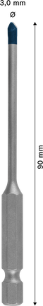 EXPERT HEX-9 Hard Ceramic Drill Bit, 3 x 90 mm Bosch EXPERT HEX-9 Hard Ceramic Drill Bit 3x90 mm.