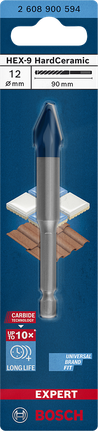 EXPERT HEX-9 Hard Ceramic Drill Bit, 12 x 90 mm Bosch HEX-9 HardCeramic 12×90 mm drill bit.