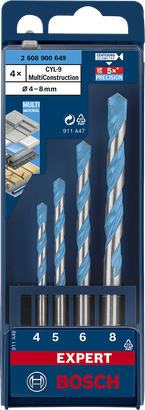 EXPERT CYL-9 Multi Construction Set Bosch EXPERT MultiConstruction drill bit set 4/5/6/8 mm.