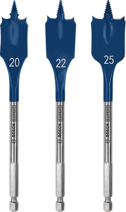 EXPERT Self Cut Speed Spade Drill Bit Set 20/22/25 mm 3-pc Bosch EXPERT Self Cut Speed Spade Drill Bit Set 20 22 25 mm.