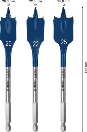 EXPERT Self Cut Speed Spade Drill Bit Set 20/22/25 mm 3-pc Bosch EXPERT Self Cut Speed Spade Drill Bit Set 20/22/25 mm.