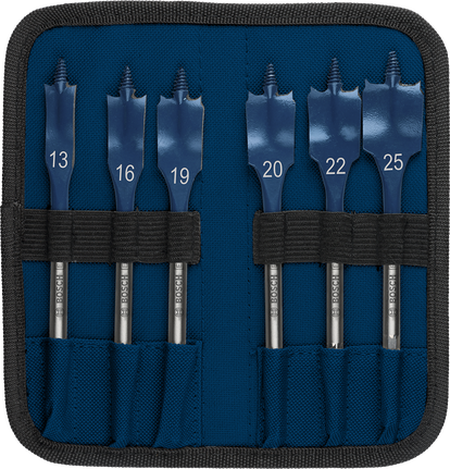 EXPERT Self Cut Speed Spade Drill Bit Set 13/16/19/20/22/25 mm 6-pc Bosch spade drill bit set 13–25 mm.