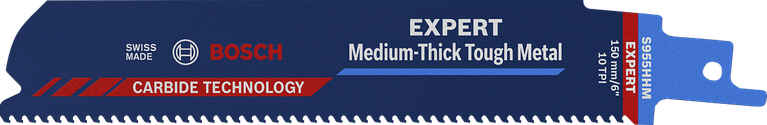 EXPERT ‘Medium-Thick Tough Metal’ S 955 HHM Reciprocating Saw Blade 1-pc Bosch EXPERT Medium-Thick Tough Metal reciprocating saw blade.