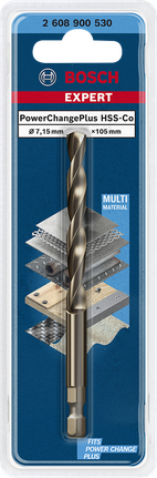EXPERT Power Change Plus Pilot Drill Bit HSS-Co 7.15 x 105 mm Bosch PowerChange Plus HSS-Co 7.15×105 mm drill bit.