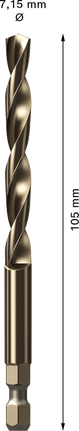 EXPERT Power Change Plus Pilot Drill Bit HSS-Co 7.15 x 105 mm Bosch EXPERT Power Change Plus HSS-Co pilot drill bit 7.15 mm.