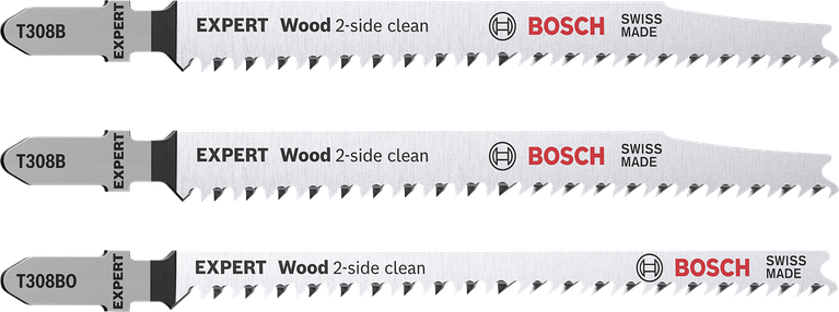 EXPERT Wood 2-side clean Jigsaw Blade Set, 3 pcs Bosch EXPERT Wood 2-side clean jigsaw blade set, 3 pcs.