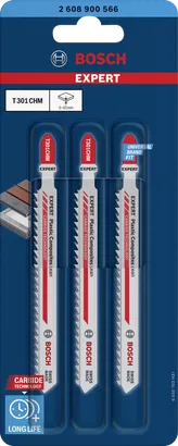 EXPERT Plastic Composites clean T301CHM Bosch EXPERT T301CHM jigsaw blades 3-pack.