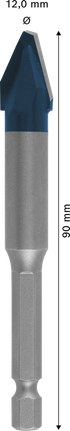EXPERT HEX-9 Hard Ceramic Drill Bit, 12 x 90 mm Bosch EXPERT HEX-9 Hard Ceramic Drill Bit 12mm.
