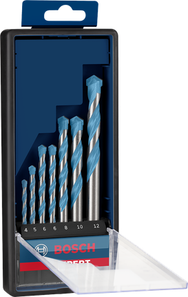 EXPERT MultiConstruction CYL-9 Drill Bit Set 4/5/6/6/8/10/12 mm 7-pc Bosch EXPERT MultiConstruction CYL-9 drill bit set 4–12 mm.