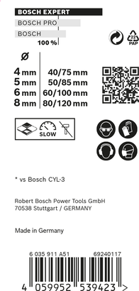 EXPERT CYL-9 Multi Construction Set Bosch EXPERT MultiConstruction CYL-9 drill bit set 4/5/6/8 mm