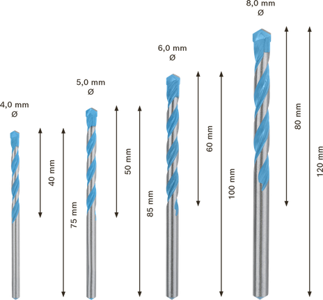 EXPERT MultiConstruction CYL-9 Drill Bit Set 4/5/6/8 mm 4-pc Bosch EXPERT MultiConstruction CYL-9 Drill Bit Set 4-pc.