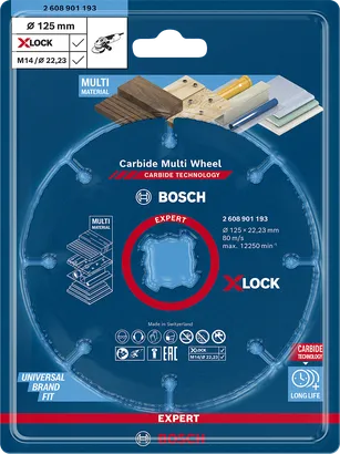 Bosch EXPERT Multi Material 125×22.23 mm cutting disc X-Lock.