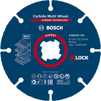 EXPERT Multi Material Carbide Cutting Disc, 125 x 22.23 mm, X-Lock Bosch EXPERT Multi Material Carbide Cutting Disc X-Lock.