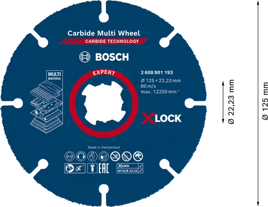 Bosch EXPERT Multi Material Carbide Cutting Disc, X-Lock.
