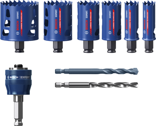 EXPERT Multi Material Hole Saw Set 22/25/35/40/51/68 mm 9-pc Bosch EXPERT Multi Material Hole Saw Set 9-piece.